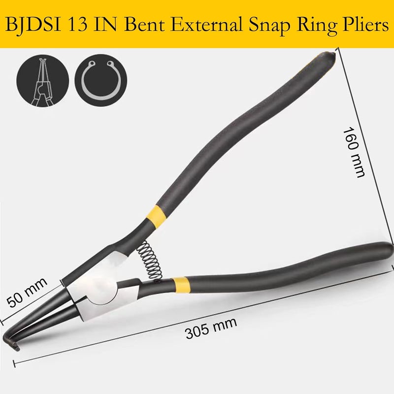 BJDSI Bent External Snap Ring Pliers 13 inch,Internal Spring,Anti-Rust,Standard Head. - Image 1